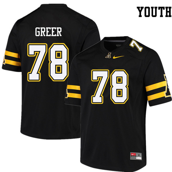 Youth #78 Chandler Greer Appalachian State Mountaineers College Football Jerseys Sale-Black - Click Image to Close